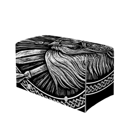 Black And White Viking God Odin Print Leather Tissue Box Cover