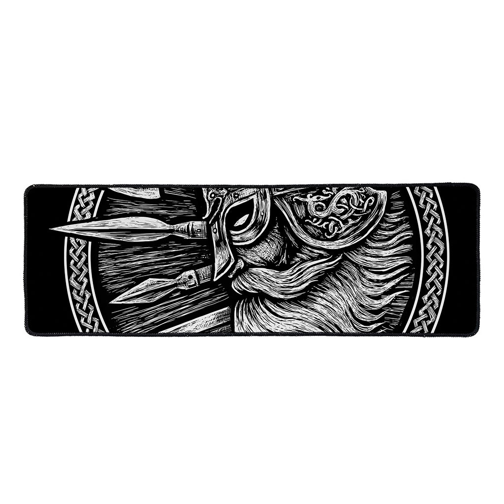 Black And White Viking God Odin Print Long Kitchen Mat