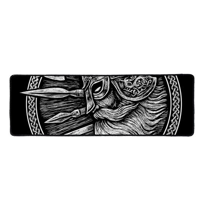 Black And White Viking God Odin Print Long Kitchen Mat