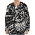 Black And White Viking God Odin Print Long Sleeve Baseball Jersey