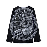 Black And White Viking God Odin Print Long Sleeve Short Coat
