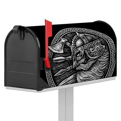 Black And White Viking God Odin Print Mailbox Cover