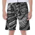 Black And White Viking God Odin Print Men's Beach Shorts