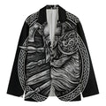 Black And White Viking God Odin Print Men's Blazer