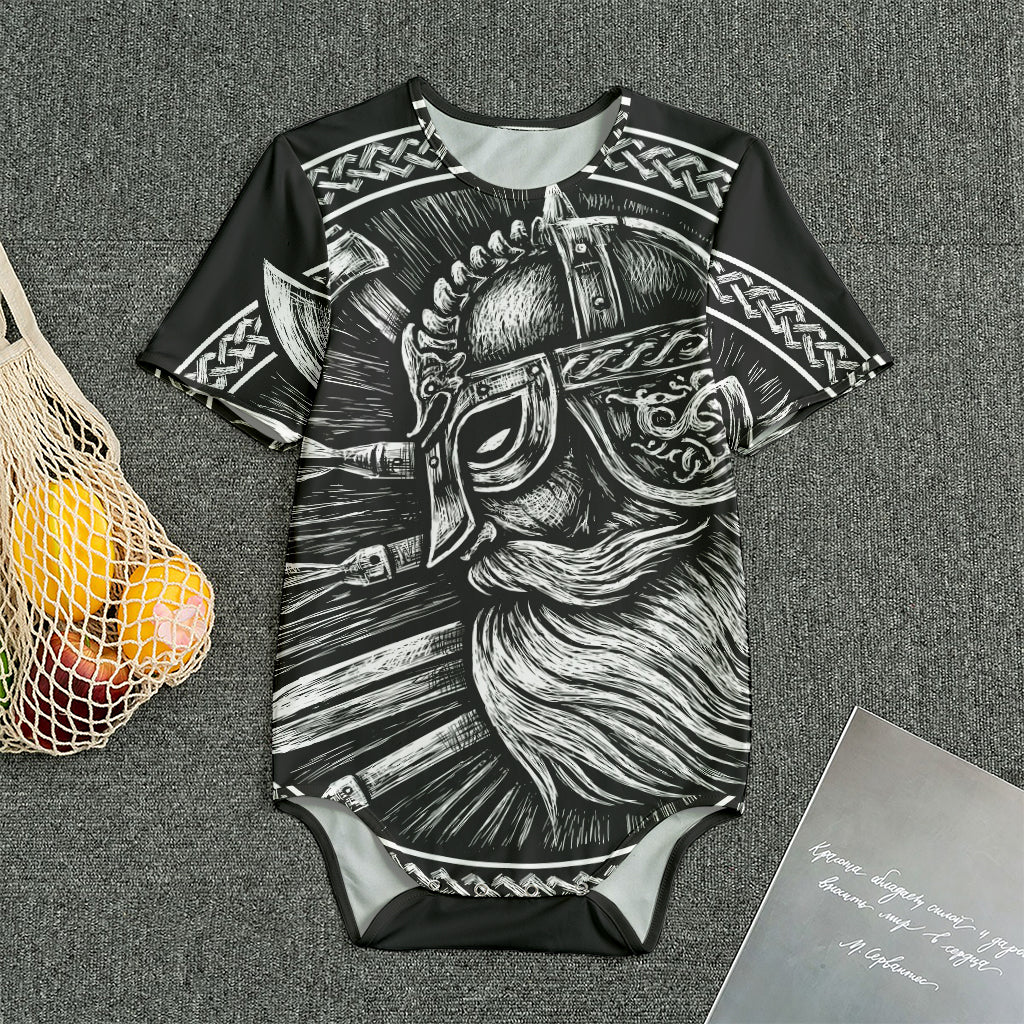 Black And White Viking God Odin Print Men's Bodysuit