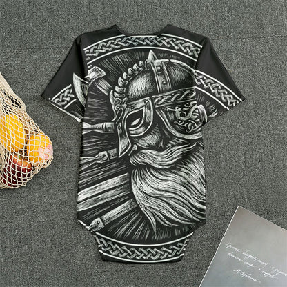 Black And White Viking God Odin Print Men's Bodysuit
