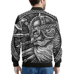 Black And White Viking God Odin Print Men's Bomber Jacket