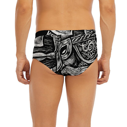 Black And White Viking God Odin Print Men's Briefs