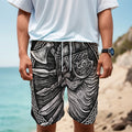 Black And White Viking God Odin Print Men's Cargo Shorts