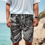 Black And White Viking God Odin Print Men's Cargo Shorts