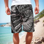 Black And White Viking God Odin Print Men's Cargo Shorts
