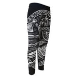 Black And White Viking God Odin Print Men's Compression Pants