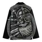 Black And White Viking God Odin Print Men's Cotton Blazer