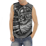 Black And White Viking God Odin Print Men's Fitness Tank Top