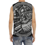 Black And White Viking God Odin Print Men's Fitness Tank Top