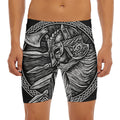Black And White Viking God Odin Print Men's Long Boxer Briefs
