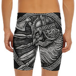 Black And White Viking God Odin Print Men's Long Boxer Briefs