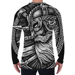 Black And White Viking God Odin Print Men's Long Sleeve T-Shirt