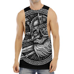 Black And White Viking God Odin Print Men's Muscle Tank Top