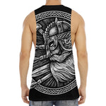 Black And White Viking God Odin Print Men's Muscle Tank Top