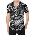 Black And White Viking God Odin Print Men's Shirt