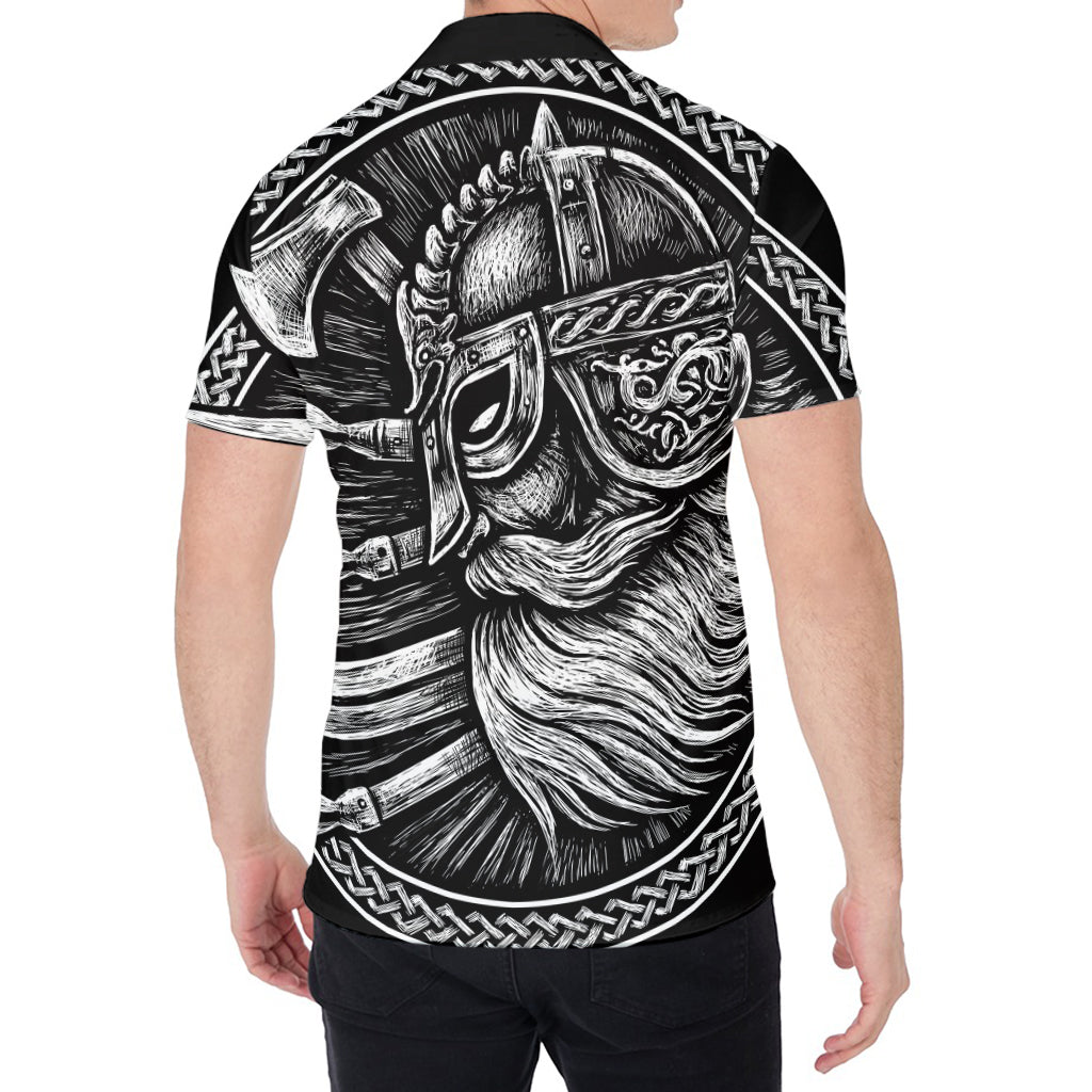 Black And White Viking God Odin Print Men's Shirt