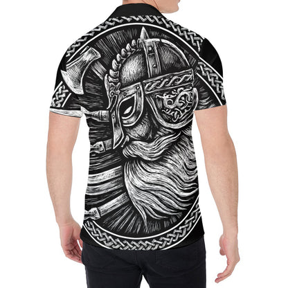 Black And White Viking God Odin Print Men's Shirt