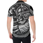 Black And White Viking God Odin Print Men's Shirt