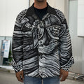 Black And White Viking God Odin Print Men's Shirt Jacket