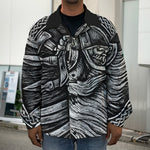 Black And White Viking God Odin Print Men's Shirt Jacket
