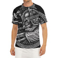 Black And White Viking God Odin Print Men's Short Sleeve Rash Guard