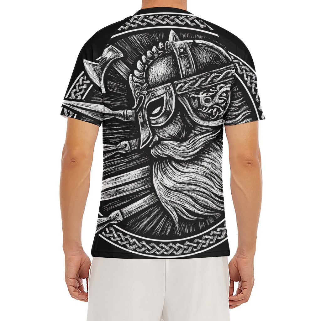 Black And White Viking God Odin Print Men's Short Sleeve Rash Guard