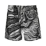 Black And White Viking God Odin Print Men's Sports Shorts