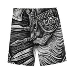 Black And White Viking God Odin Print Men's Sports Shorts