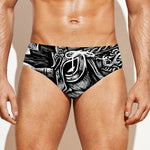 Black And White Viking God Odin Print Men's Swim Briefs