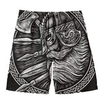 Black And White Viking God Odin Print Men's Swim Trunks