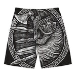 Black And White Viking God Odin Print Men's Swim Trunks