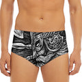 Black And White Viking God Odin Print Men's Triangle Swim Briefs