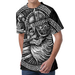 Black And White Viking God Odin Print Men's Velvet T-Shirt