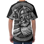 Black And White Viking God Odin Print Men's Velvet T-Shirt