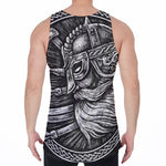 Black And White Viking God Odin Print Men's Velvet Tank Top