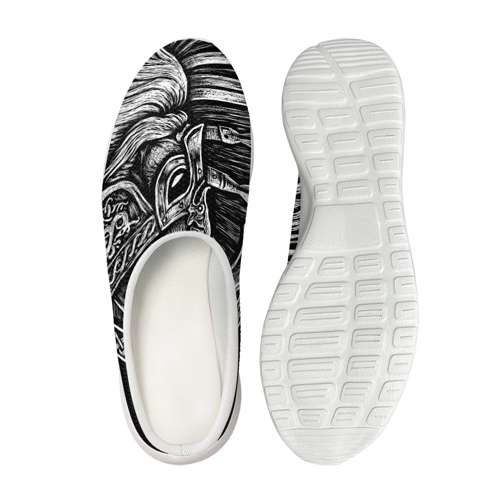 Black And White Viking God Odin Print Mesh Casual Shoes