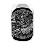 Black And White Viking God Odin Print Mesh Laundry Hamper