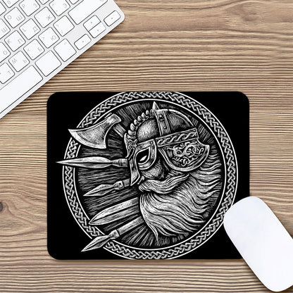 Black And White Viking God Odin Print Mouse Pad