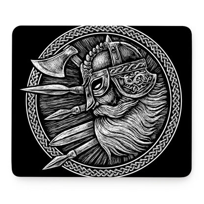 Black And White Viking God Odin Print Mouse Pad