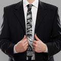 Black And White Viking God Odin Print Necktie