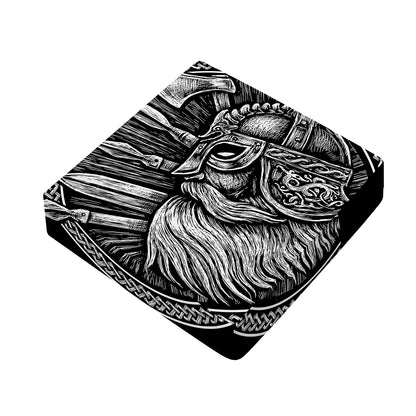 Black And White Viking God Odin Print Outdoor Seat Cushion Cover