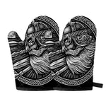 Black And White Viking God Odin Print Oven Mitts