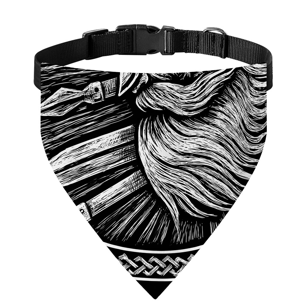 Black And White Viking God Odin Print Over The Collar Dog Bandana