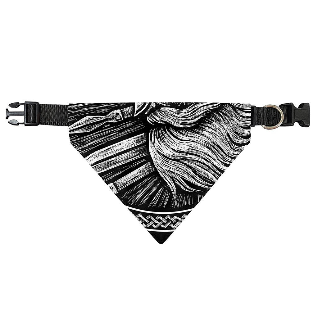 Black And White Viking God Odin Print Over The Collar Dog Bandana